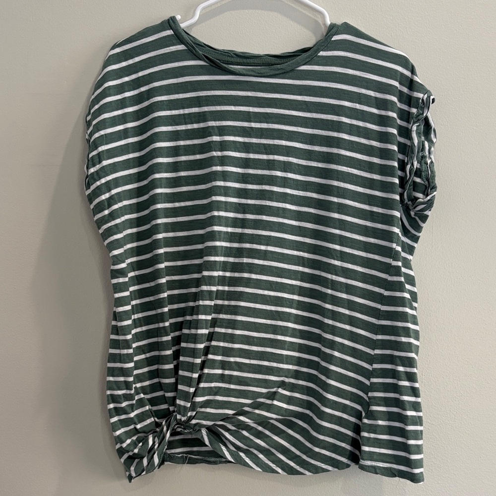 Maurices Forest Green and White Striped Tee